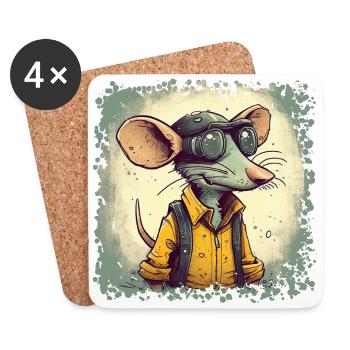 Rats see poorly but can smell well - Coasters (set of 4) - white - Front