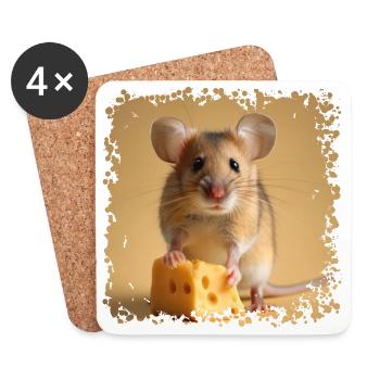 Les souris ne se nourrissent pas de fromage - Dessous de verre (lot de 4) - blanc - Devant