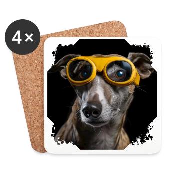 Dog with glasses - Coasters (set of 4) - white - Front