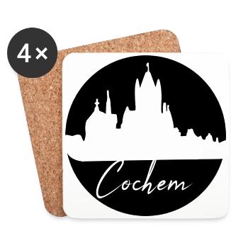 cochem,skyline,kreis,schwarzer kreis - Untersetzer (4er-Set) - Weiß - Vorne