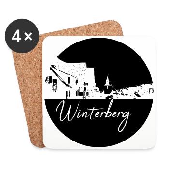 winterberg,skyline,schwarzer kreis,kreis - Untersetzer (4er-Set) - Weiß - Vorne