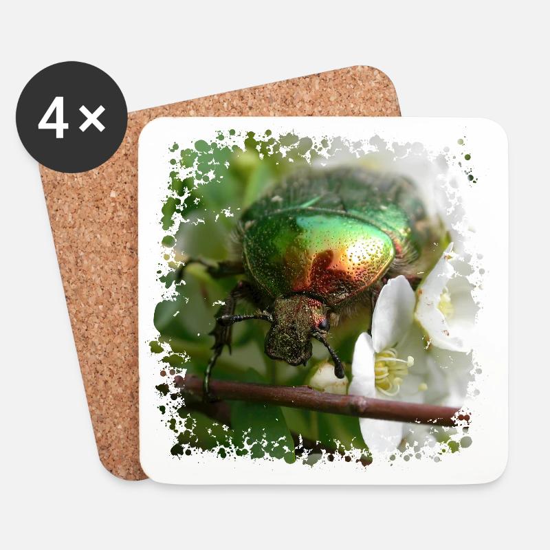 Der Goldglänzende Rosenkäfer - Untersetzer (4er-Set) - Weiß