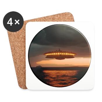 Warum häufen sich die Berichte über Ufos? - Untersetzer (4er-Set) - Weiß - Vorne