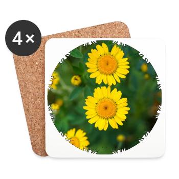 Camomille de teinturier (Anthemis tinctoria) - Dessous de verre (lot de 4) - blanc - Devant