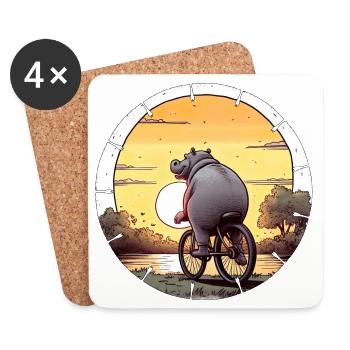 Cycling, not a pastime for hippos - Coasters (set of 4) - white - Front
