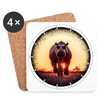 A hippopotamus on a bicycle - Coasters (set of 4) - white - Front