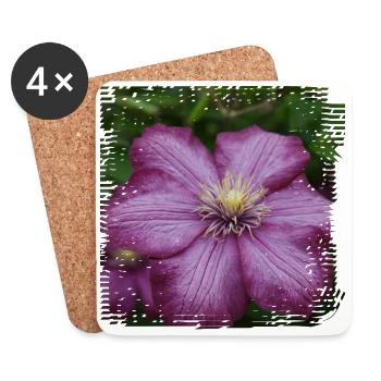 Clematis ist eine Kletterpflanze mit bunten Blüten - Untersetzer (4er-Set) - Weiß - Vorne