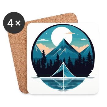 Minimalistisches Design: Campingfreude am See - Untersetzer (4er-Set) - Weiß - Vorne
