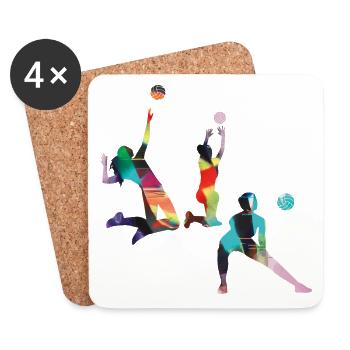volleyball,volleyballer, Beachball,Graffiti,bunt - Untersetzer (4er-Set) - Weiß - Vorne