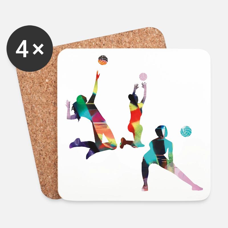 volleyball,volleyballer, Beachball,Graffiti,bunt - Untersetzer (4er-Set) - Weiß