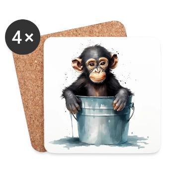 Le singe cherche le refroidissement - Dessous de verre (lot de 4) - blanc - Devant