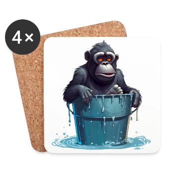 Monkey cooling off on hot summer day - Coasters (set of 4) - white - Front