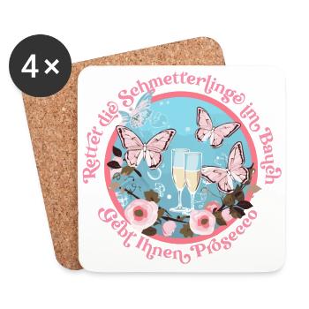 Prosecco butterflies in the stomach statement - Coasters (set of 4) - white - Front
