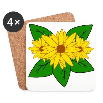 Blume blumig Sonnenblumen gelb Sonnenblumenmuster - Untersetzer (4er-Set) - Weiß - Vorne