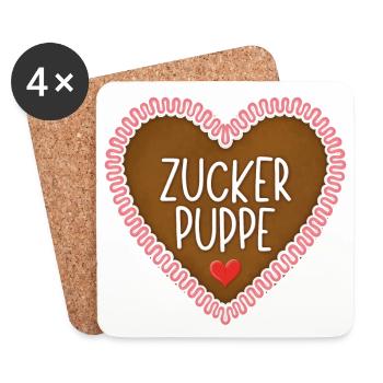 Zuckerpuppe Lebkuchenherz - Untersetzer (4er-Set) - Weiß - Vorne