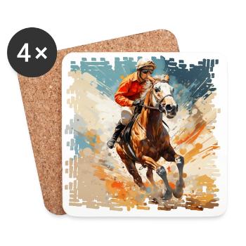 Chevaux dans les courses de galop et les courses de trot - Dessous de verre (lot de 4) - blanc - Devant