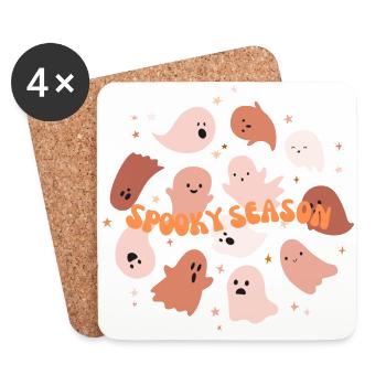 Spooky Season Halloween Costume de fantôme - Dessous de verre (lot de 4) - blanc - Devant