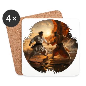 Les combattants de karaté sont en bonne forme physique - Dessous de verre (lot de 4) - blanc - Devant