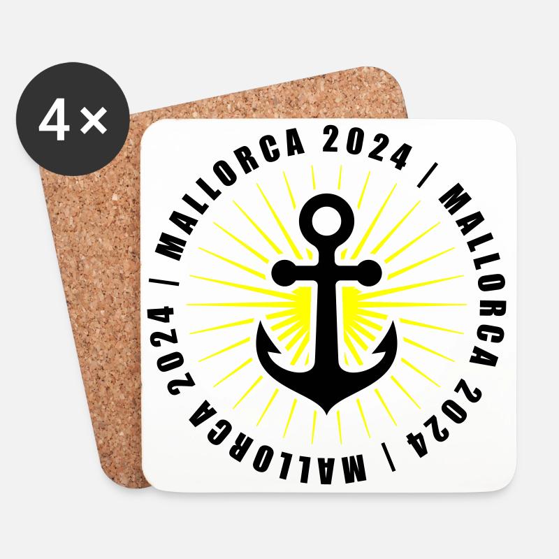 Mallorca 2024 Urlaub - Untersetzer (4er-Set) - Weiß