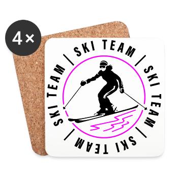 Ski Team Verein Skiing Frau - Untersetzer (4er-Set) - Weiß - Vorne
