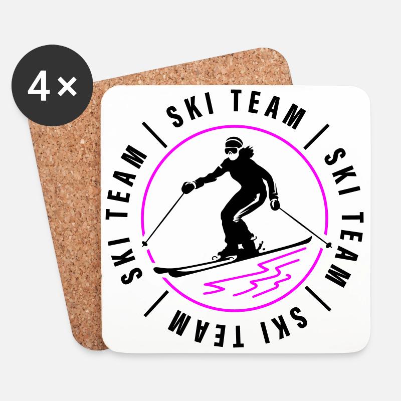 Ski Team Verein Skiing Frau - Untersetzer (4er-Set) - Weiß
