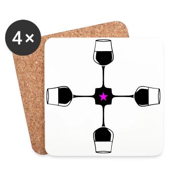 Verre à vin rouge de vin - Dessous de verre (lot de 4) - blanc - Devant