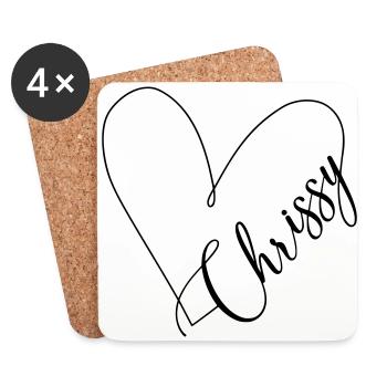Chrissy Name Herzlinie - Untersetzer (4er-Set) - Weiß - Vorne