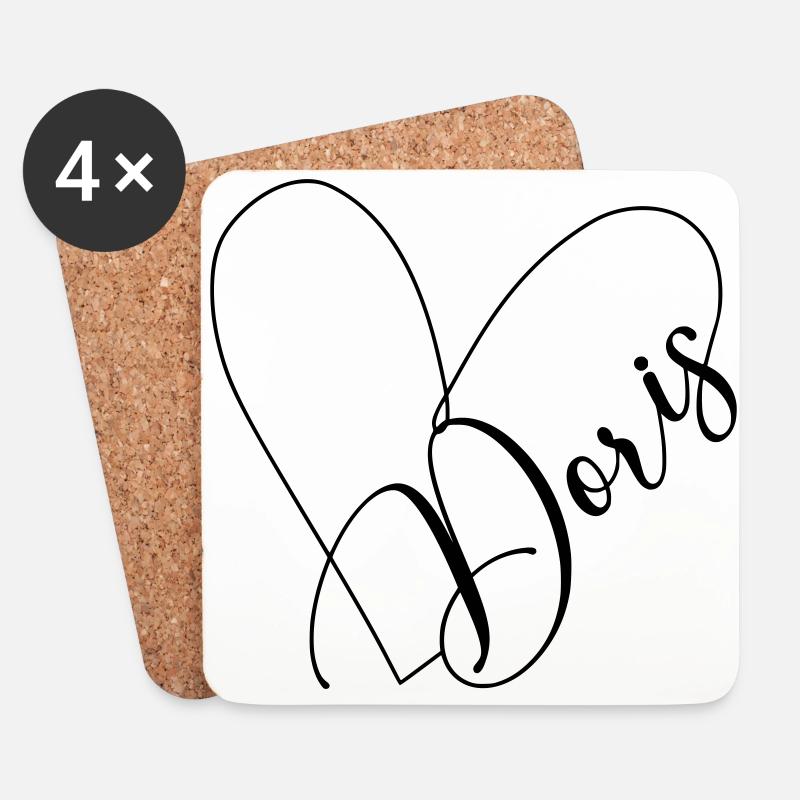 Doris Name Herzlinie - Untersetzer (4er-Set) - Weiß