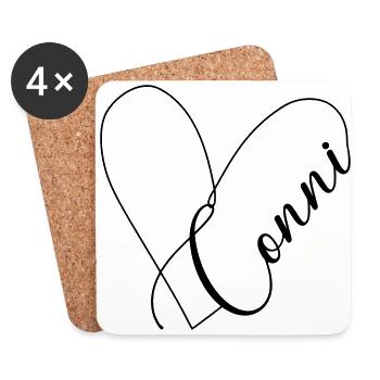 Conni Name Herzlinie - Untersetzer (4er-Set) - Weiß - Vorne