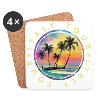 Italy Tour Travel Colorful Vacation - Coasters (set of 4) - white - Front