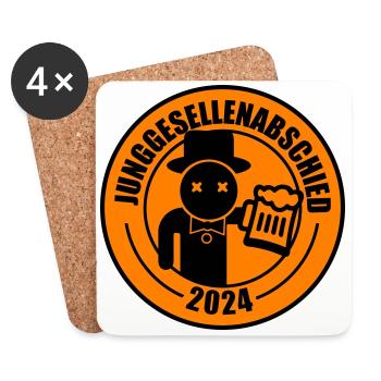 Junggesellenabschied 2024 Bier - Untersetzer (4er-Set) - Weiß - Vorne