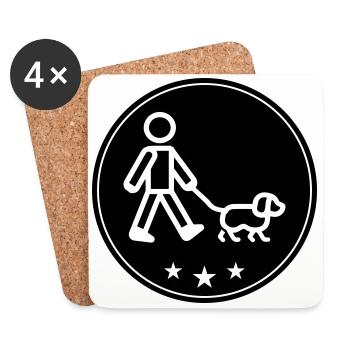 Gassi Gehen Hund - Untersetzer (4er-Set) - Weiß - Vorne