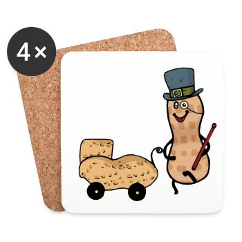 Papa Cacahuète Parents Parent Bébé Papa - Dessous de verre (lot de 4) - blanc - Devant
