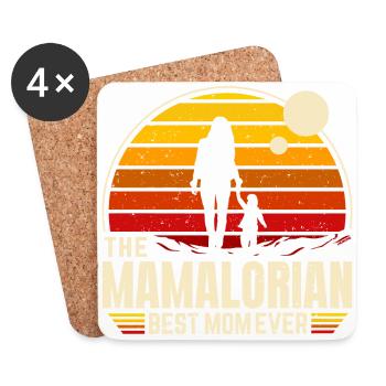 The MAMALORIAN - maman - Vintage Orange - Dessous de verre (lot de 4) - blanc - Devant