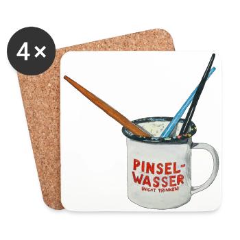 Brush Water Art Brush Juice Brush Paint Glass - Coasters (set of 4) - white - Front