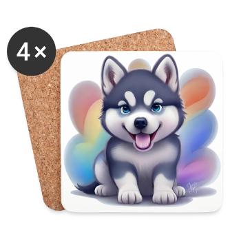 Siberian Husky Puppy - Coasters (set of 4) - white - Front