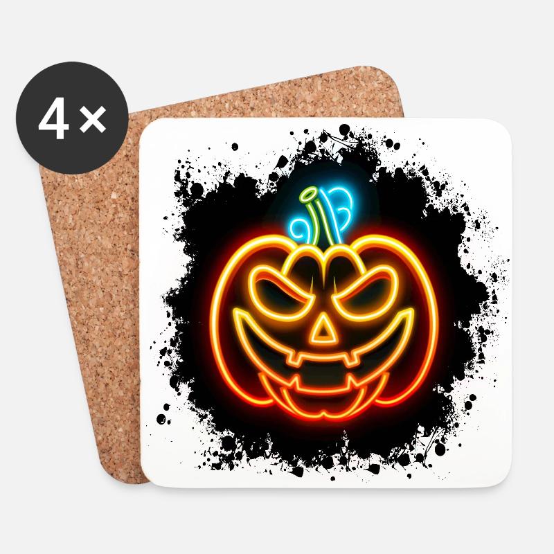 Neon Pumpkin - Coasters (set of 4) - white