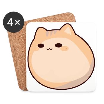 Blobby Cat - Cute Cat Pet Comic - Coasters (set of 4) - white - Front