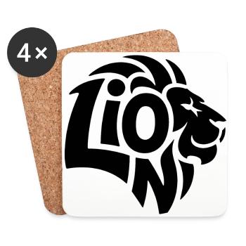 Lion - Cool Lion Logo - Coasters (set of 4) - white - Front