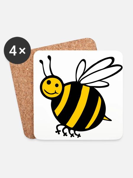 Die glückliche Hummel von Rautie - Untersetzer (4er-Set) - Weiß