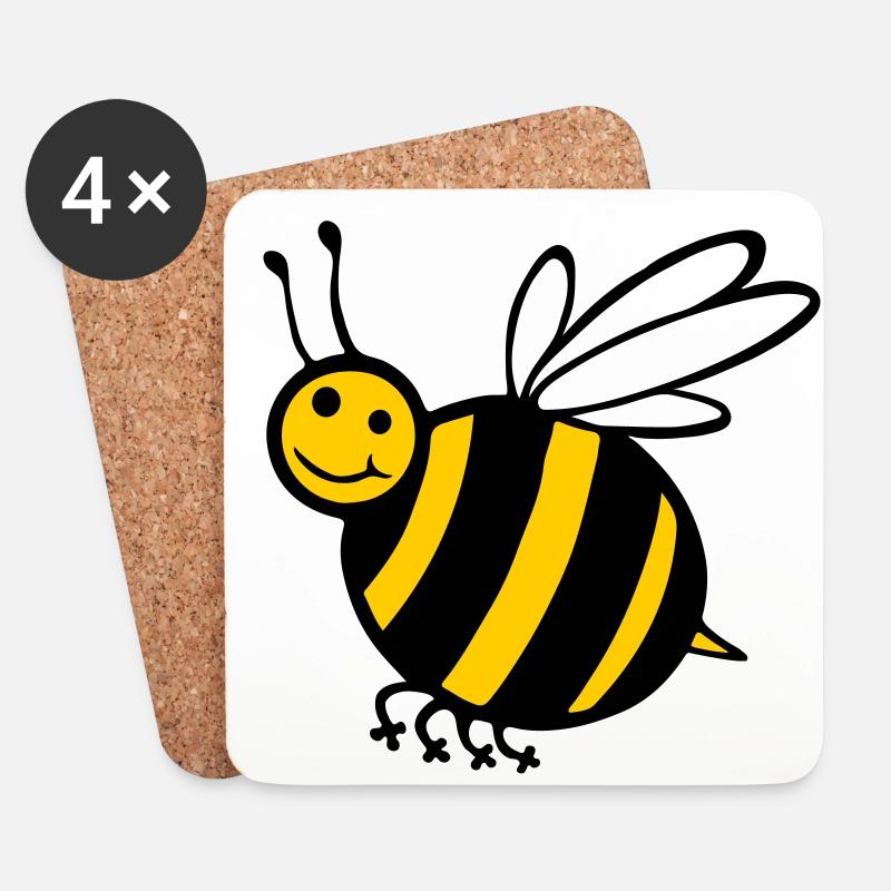 Die glückliche Hummel von Rautie - Untersetzer (4er-Set) - Weiß