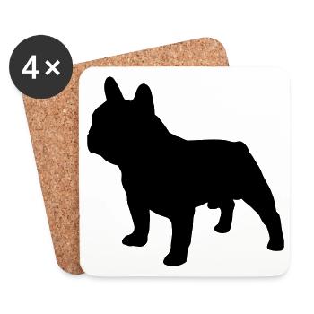 Le Bouledogue Français et son ombre. - Dessous de verre (lot de 4) - blanc - Devant