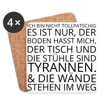Ich Bin Nicht Tollpatschig - Untersetzer (4er-Set) - Weiß - Vorne
