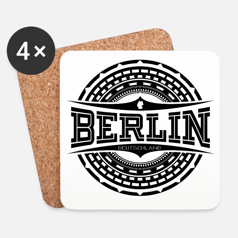 Berlin Schwarz - Untersetzer (4er-Set) - Weiß
