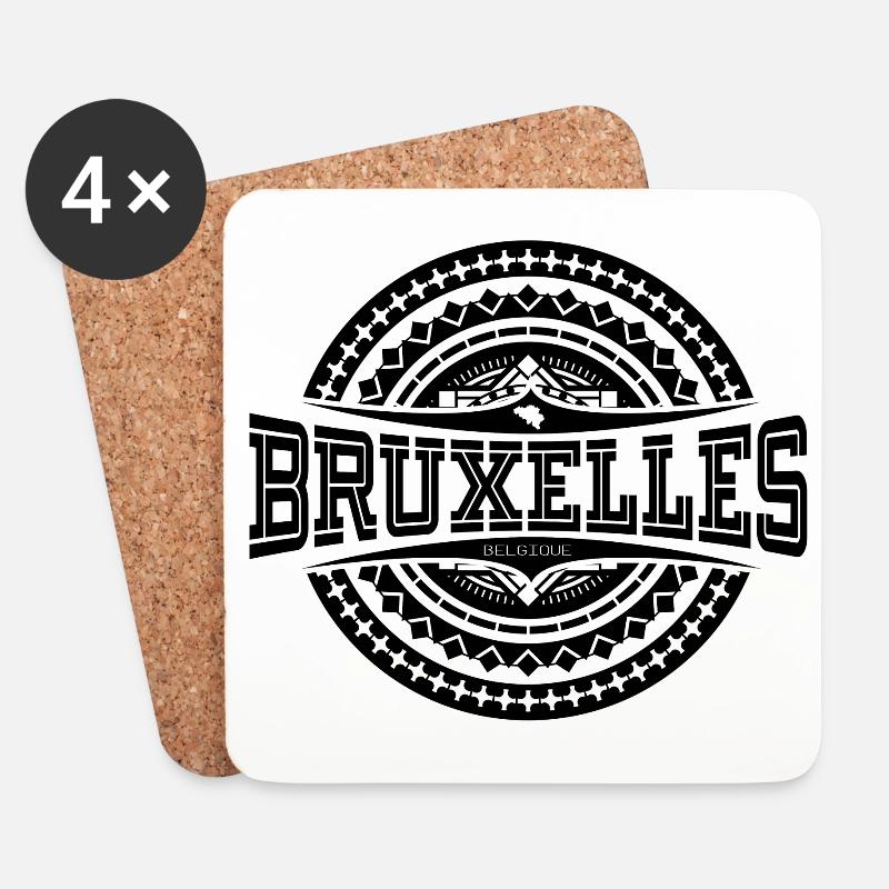 Brüssel Schwarz - Untersetzer (4er-Set) - Weiß