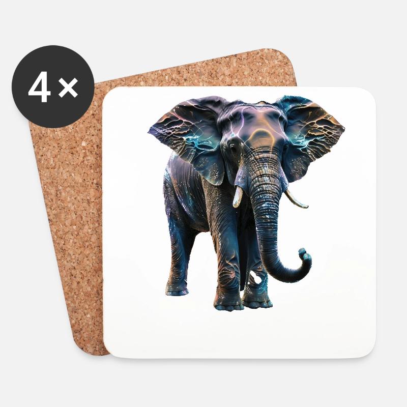 Elephant iriscent II - Coasters (set of 4) - white