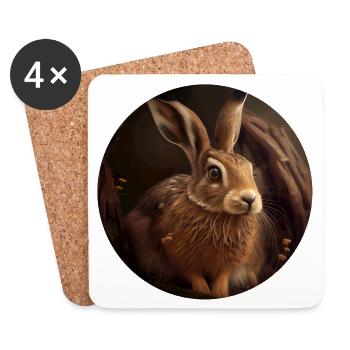 Hare seeks shelter - Coasters (set of 4) - white - Front