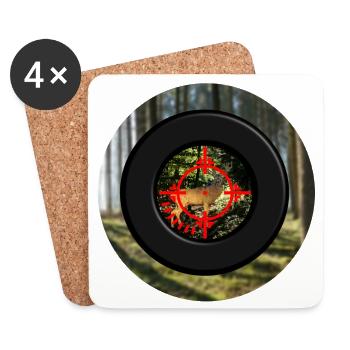 A deer seen through the scope - Coasters (set of 4) - white - Front