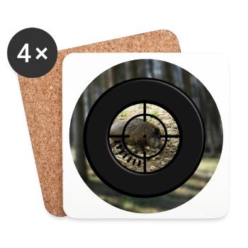 A wild boar in a riflescope - Coasters (set of 4) - white - Front