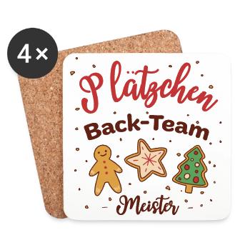 Plätzchen Weihnachtsbäckerei Kekse Weihnachten - Untersetzer (4er-Set) - Weiß - Vorne